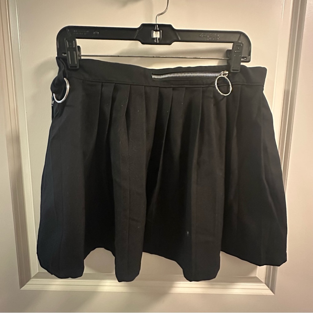 Black Mini Tennis Skirt with Zipper Detail